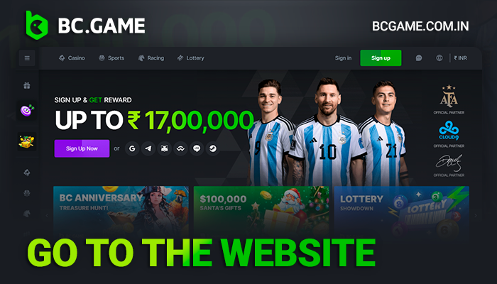 Go to the BCGame website for a deposit